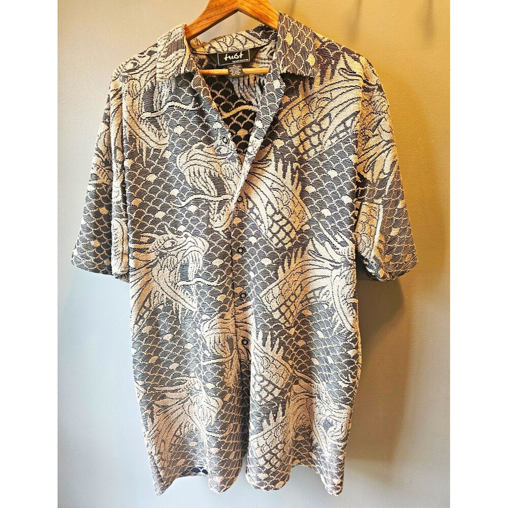 Trust Couture Collection Shirt Mens XL Short Sleeve Button Up Geometric